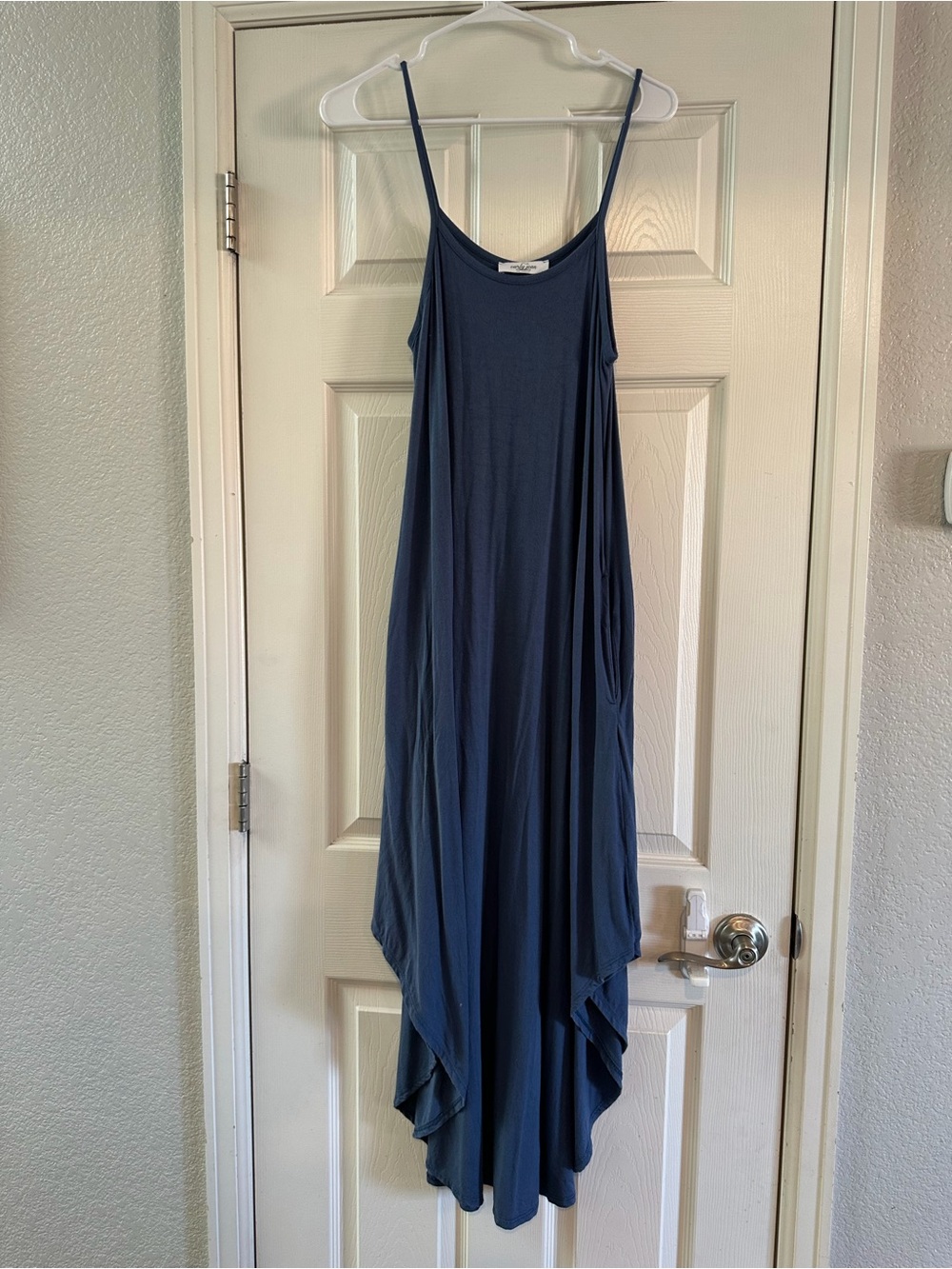 Carly Jean Los Angeles Asymmetrical Navy Blue Maxi Dress